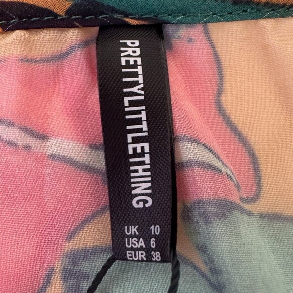 Pretty Little Thing Orange Big Leaf Tie Front Wide Leg Beach 2-Pc Set Sz10 NWT - Picture 7 of 14